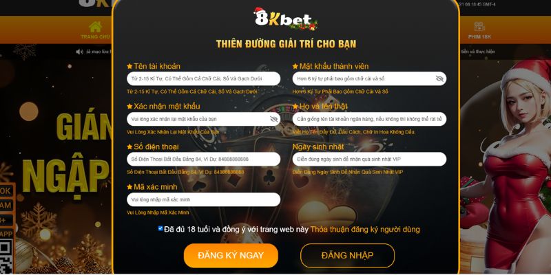 Quy trình đăng ký 8kbet trực tiếp trên website đơn giản